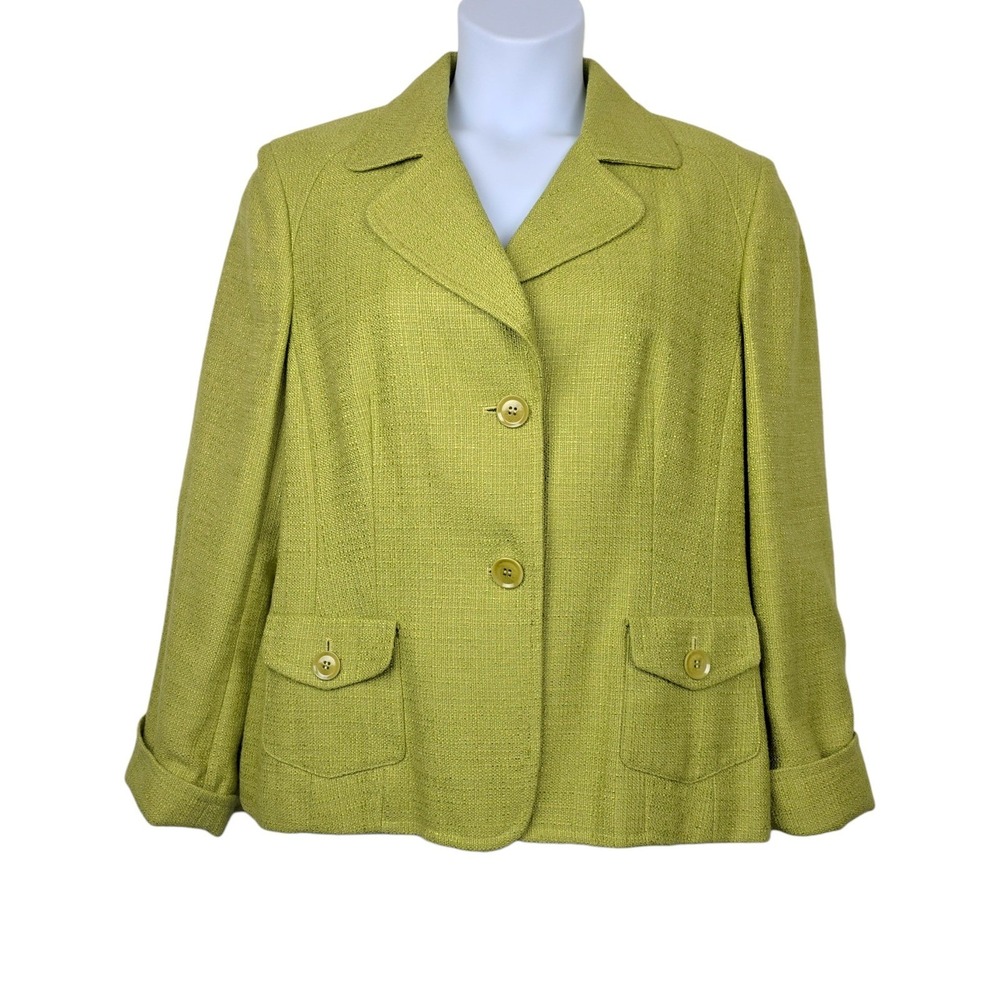 Talbots Womens Green Textured Blazer Jacket Size 16 NWOT